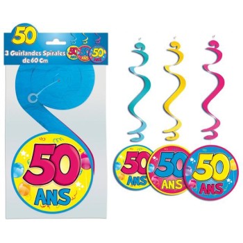 3 guirlandes spirales 50 ans