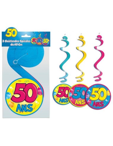 3 guirlandes spirales 50 ans