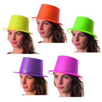 Chapeau haut de forme fluo paillettes