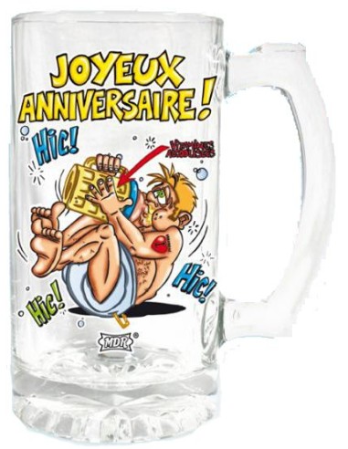 Chope de bière "Joyeux Anniversaire"