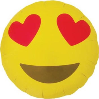 Ballon smiley yeux en coeurs