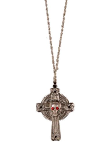 Collier croix avec tête de mort