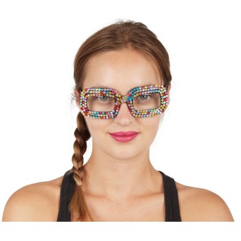 Lunettes fantaisie à strass multicolore