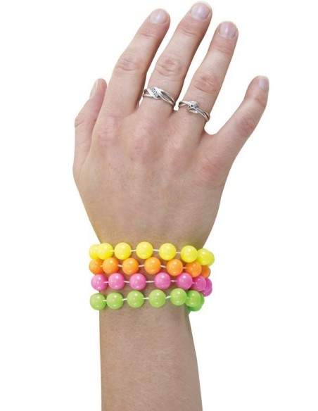 4 bracelets perles fluo