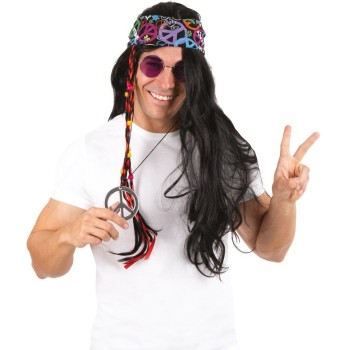 Perruque hippie noire