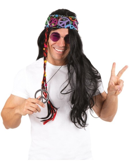 Perruque hippie noire