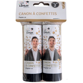 2 canons à confettis 11cm or