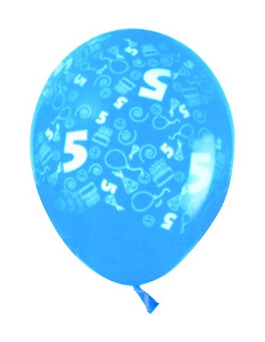 Sachet de 10 ballons chiffre 5