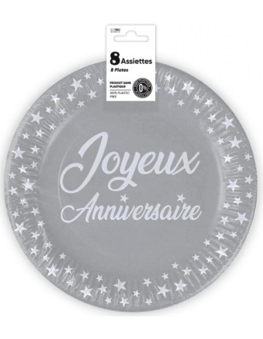 8 assiettes anniversaire 23cm