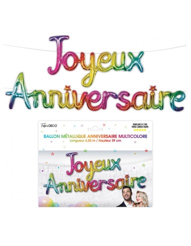 Guirlande ballons métallique Joyeux Anniversaire