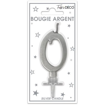 Bougie chiffre 0 argent