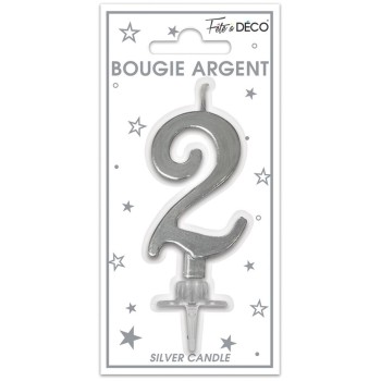 Bougie chiffre 2 argent