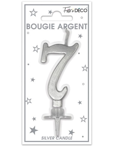 Bougie chiffre 7 argent