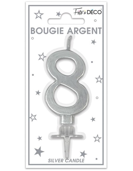 Bougie chiffre 8 argent