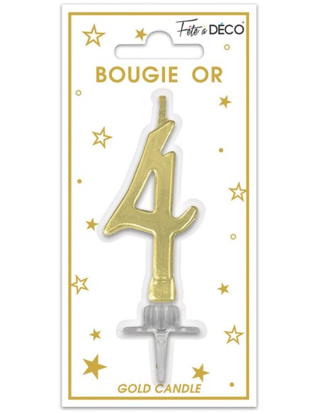 Bougie chiffre 4 or