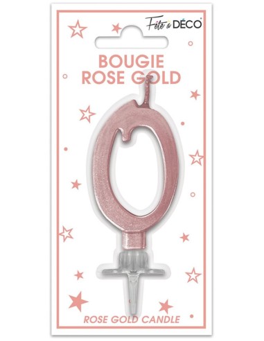 Bougie chiffre 0 rose gold