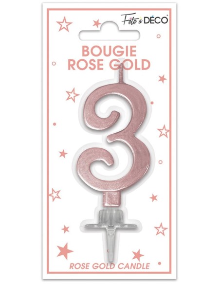 Bougie chiffre 3 rose gold