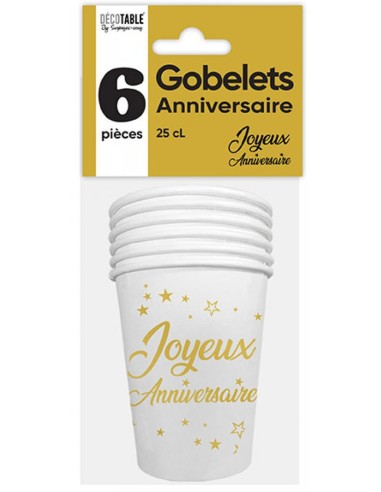 6 gobelets or Joyeux Anniversaire