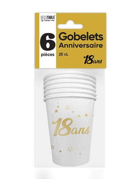 6 gobelets 18 ans or