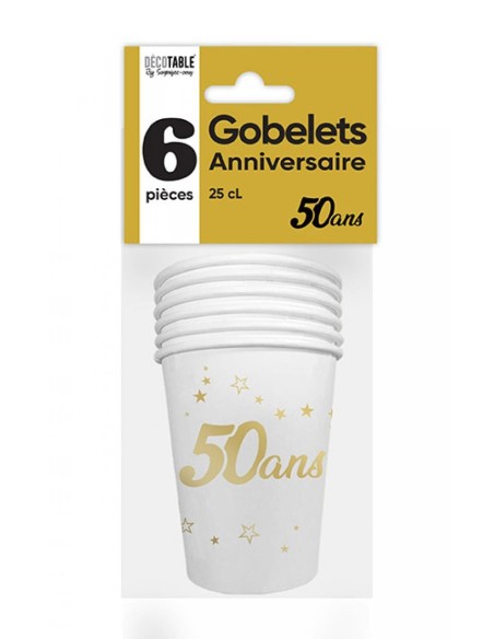 6 gobelets 50 ans or