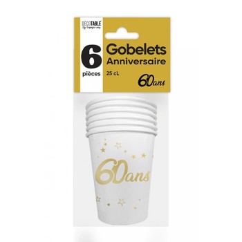 6 gobelets 60 ans or