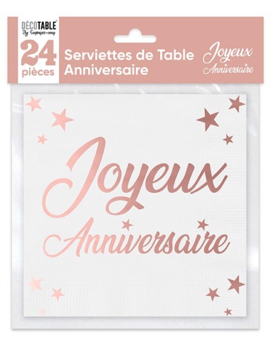 24 serviettes Joyeux Anniversaire métal