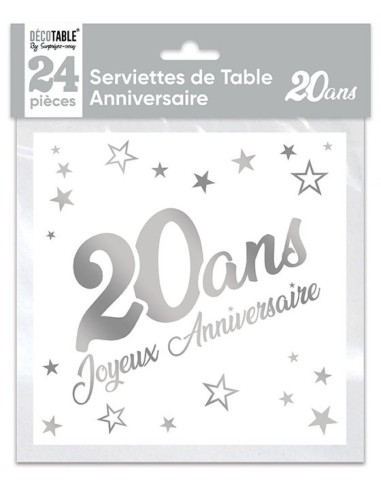 24 serviettes 20 ans argent