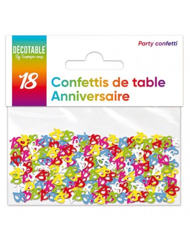 Confettis de table multicolore 18 ans