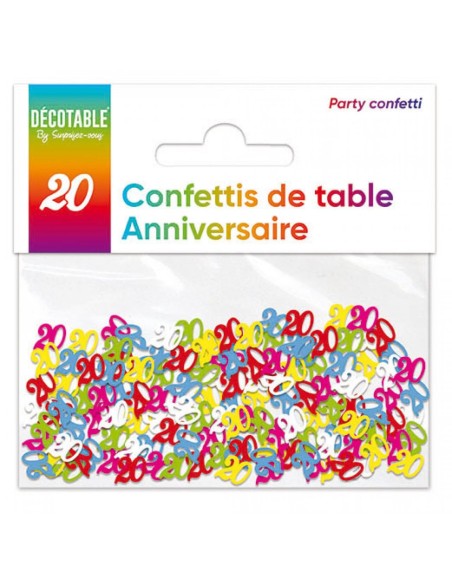 Confettis de table multicolore 20 ans