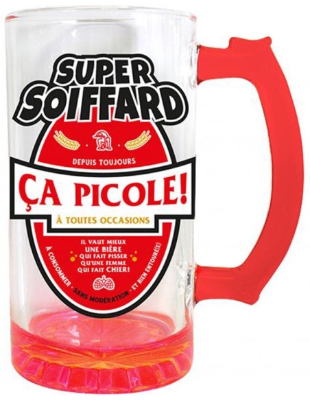 Chope à bière Super Soiffard rouge