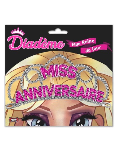 Diadème Miss Joyeux Anniversaire fuchsia