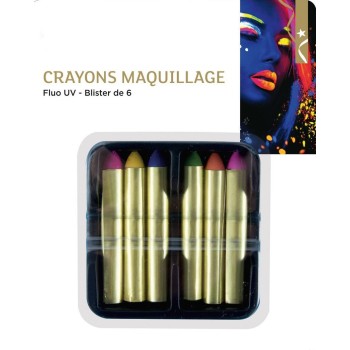 6 crayons maquillage fluo phosphorescent UV