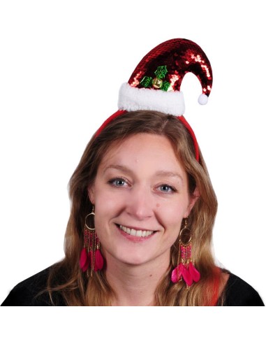 Serre-tête bonnet de Noël à sequins