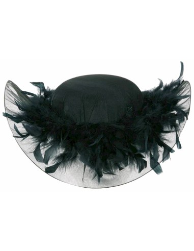 Chapeau femme avec plumes noires