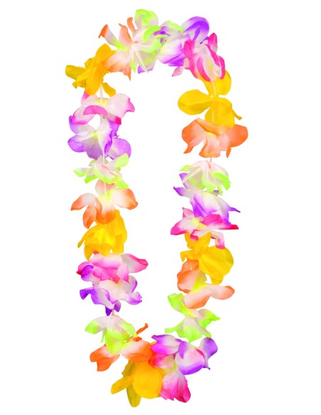 Collier hawaiien tissu fleurs