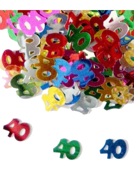 Confettis chiffre 40 multicolores