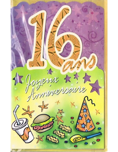 Carte Joyeux Anniversaire 16 ans