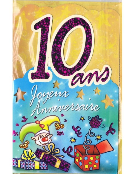 Carte Joyeux Anniversaire 10 ans