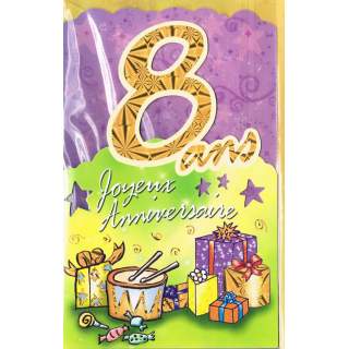 B enveloppes Cartes "Joyeux Anniversaire" 8 ans ! 