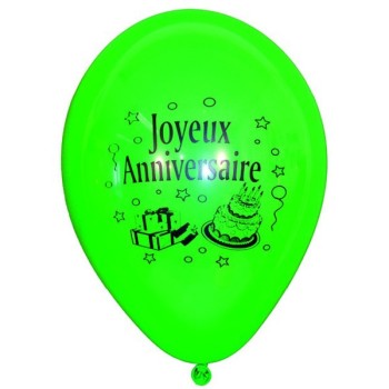 10 ballons joyeux anniversaire assortis