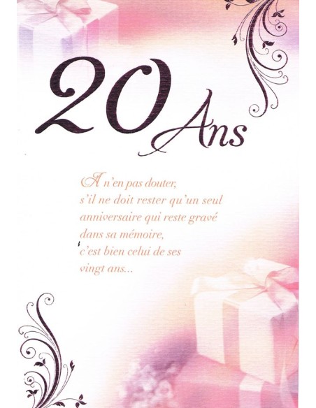 Carte anniversaire 20 ans