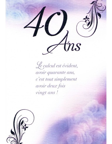 Carte anniversaire 40 ans