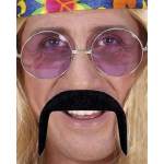 Moustache hippie noire adhésive