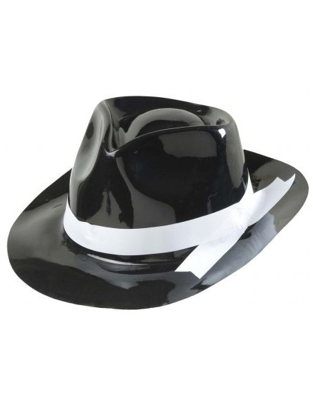 Chapeau gangster noir pvc